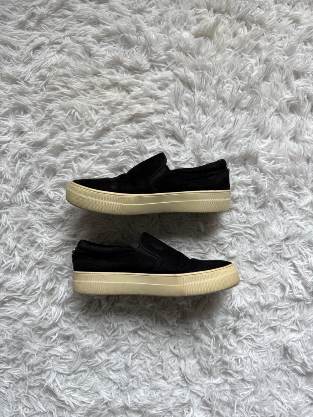 Steve Madden Black Slip-On Platform Sneakers with Cream Soles